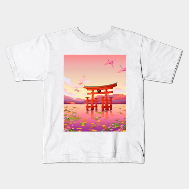 Torii Gate Kids T-Shirt by Camila Illustration